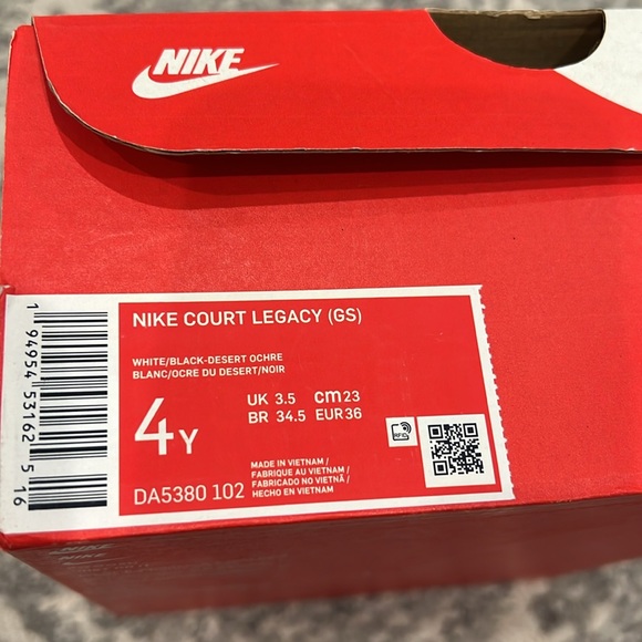 ❤️Nike Court Legacy Low (GS) White/Black/ Desert in Size 4 - Picture 6 of 8